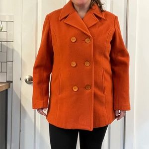 Centigrade 100% wool Peacoat in burnt orange